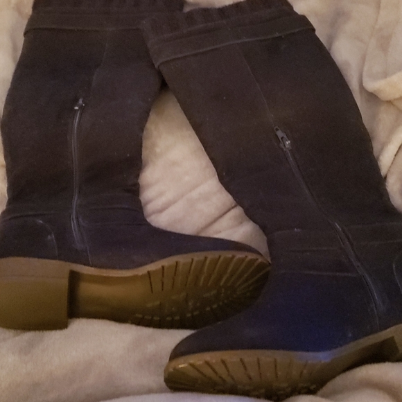 Navy Faux Suede Boots - Picture 2 of 4